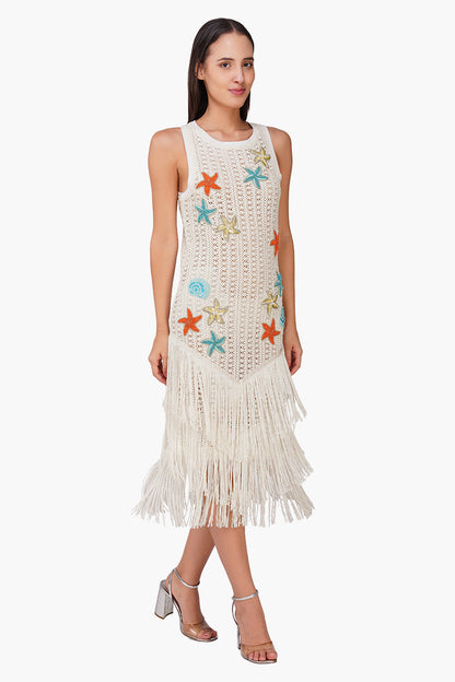 Set of 6 Coastel Patch Crochet Embellished Fringes Cover Up (S, M & L)