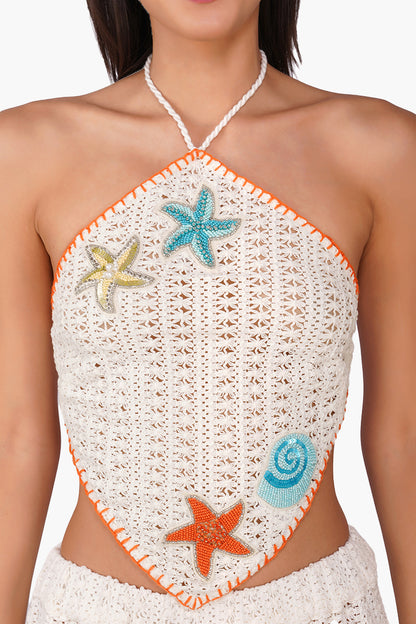 Set of 6 Coastel Patch Crochet Embellished Hanky Top (S, M & L)