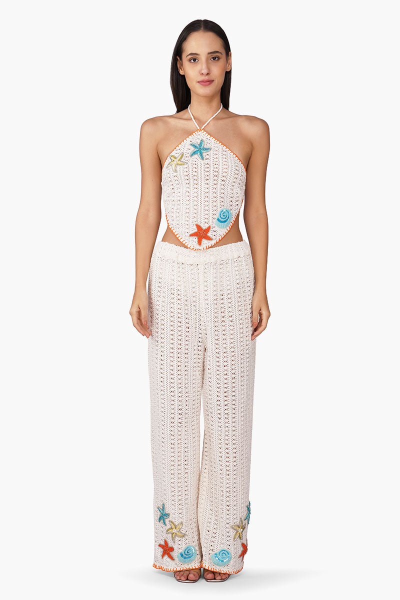 Set of 6 Coastel Patch Crochet Embellished Pant (S, M & L)