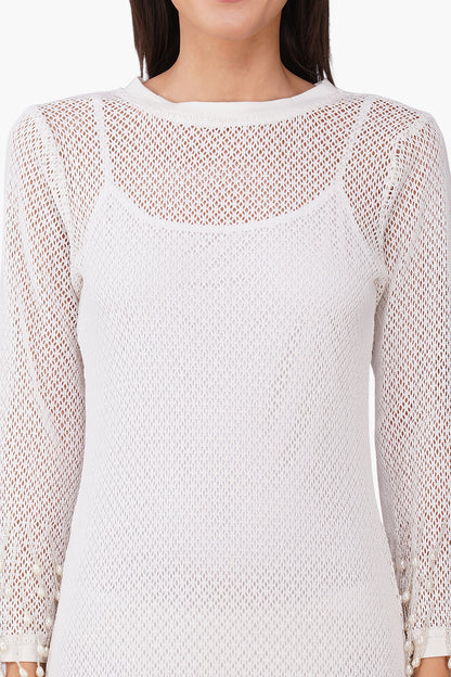 Set of 6 White Pearl Fringes Bodycone Dress (S, M & L)
