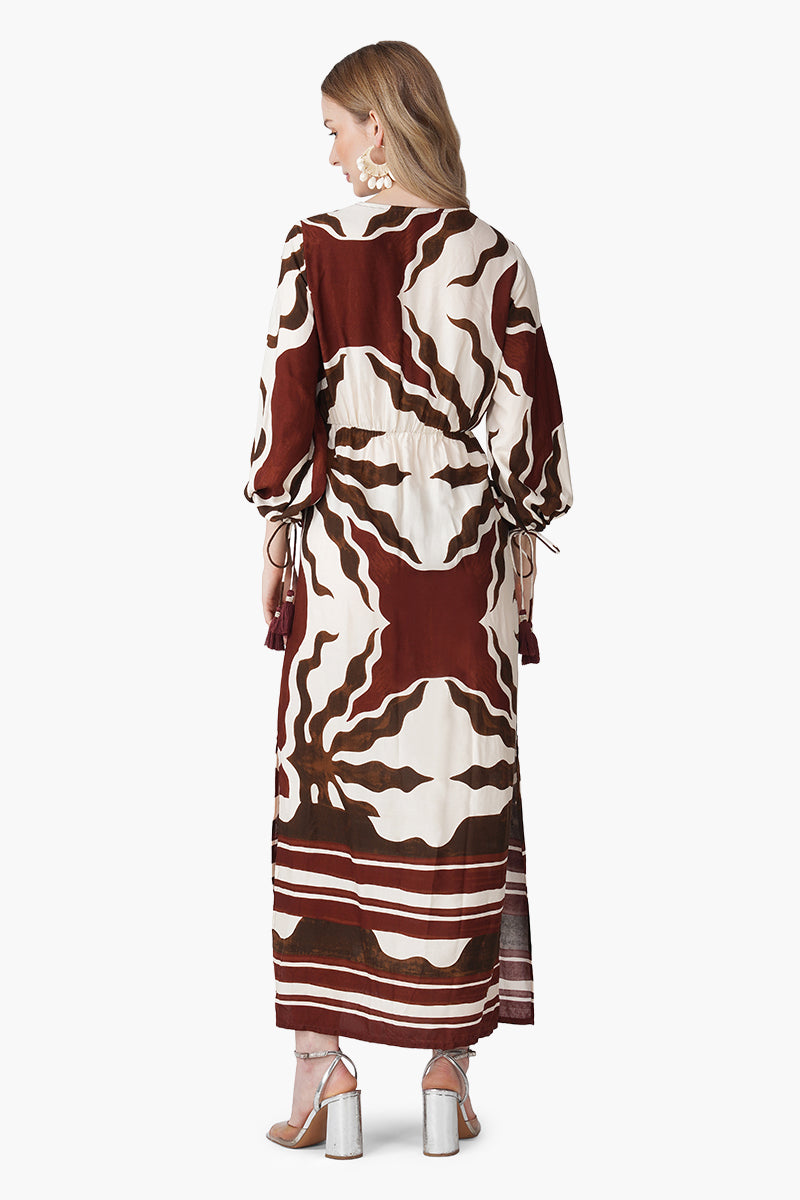 Set of 6 Tribal Print Red Maxi Dress (S, M & L)
