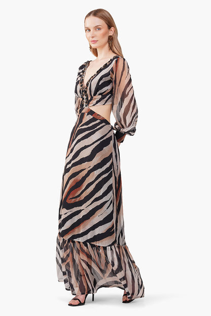 Set of 6 Luxe Leopard Printed Embellished Maxi Dress (S, M & L)