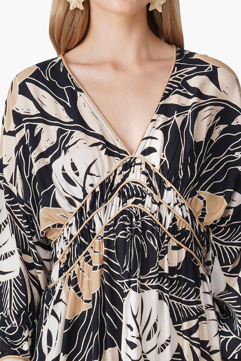 Set of 6 Monochrome Botanical Printed Maxi Dress (S, M & L)