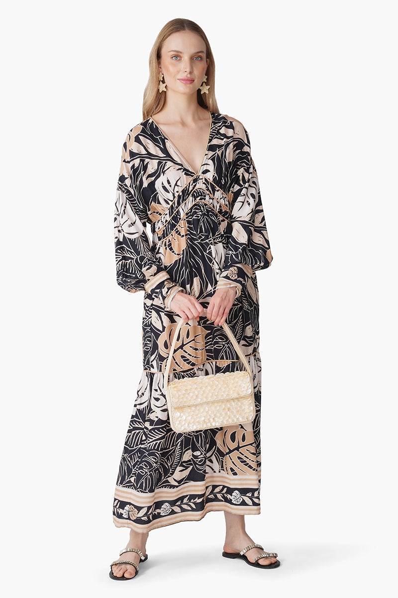 Set of 6 Monochrome Botanical Printed Maxi Dress (S, M & L)