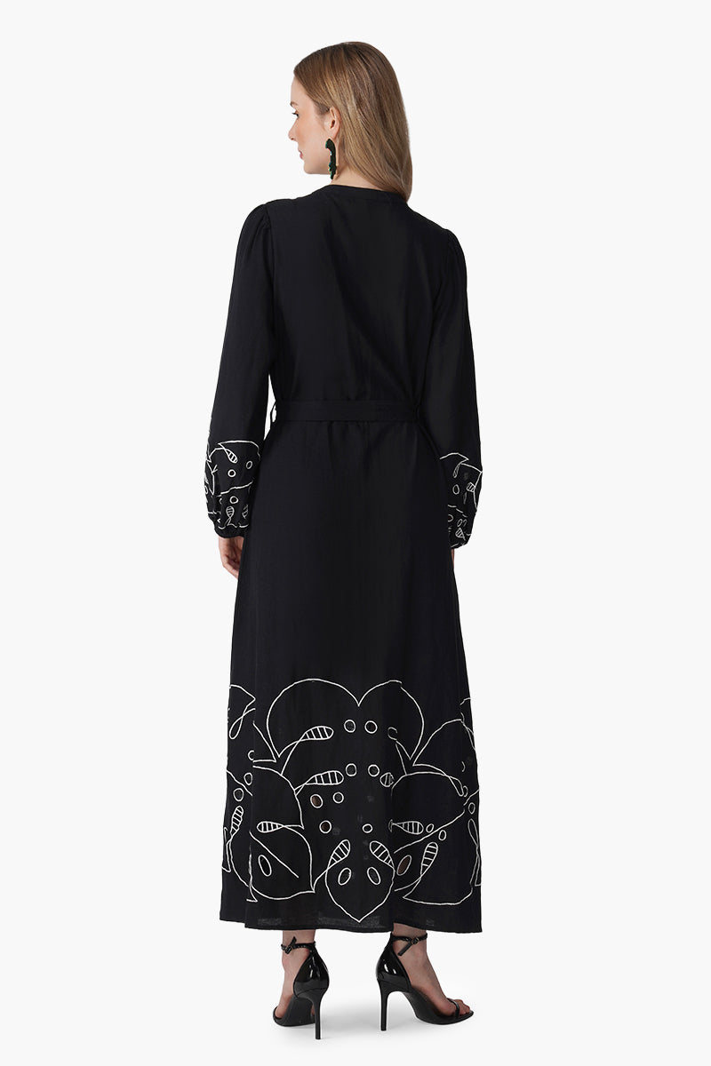 Set of 6 Black Botanic Embroidered Dress (S, M & L)
