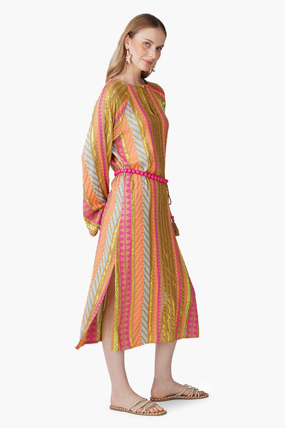 Set of 6 Multi Artistan Yarn Dyed Slip on Dress with Belt (S, M & L)