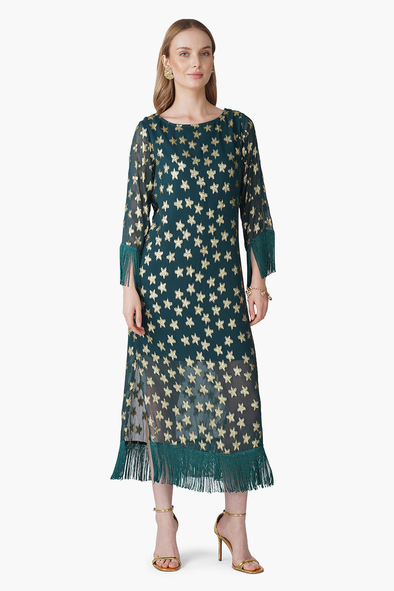 Set of 6 Starbloom Green Fringes Dress (S, M & L)