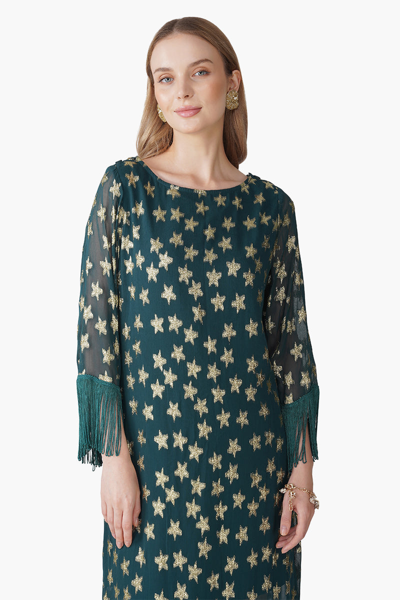 Set of 6 Starbloom Green Fringes Dress (S, M & L)