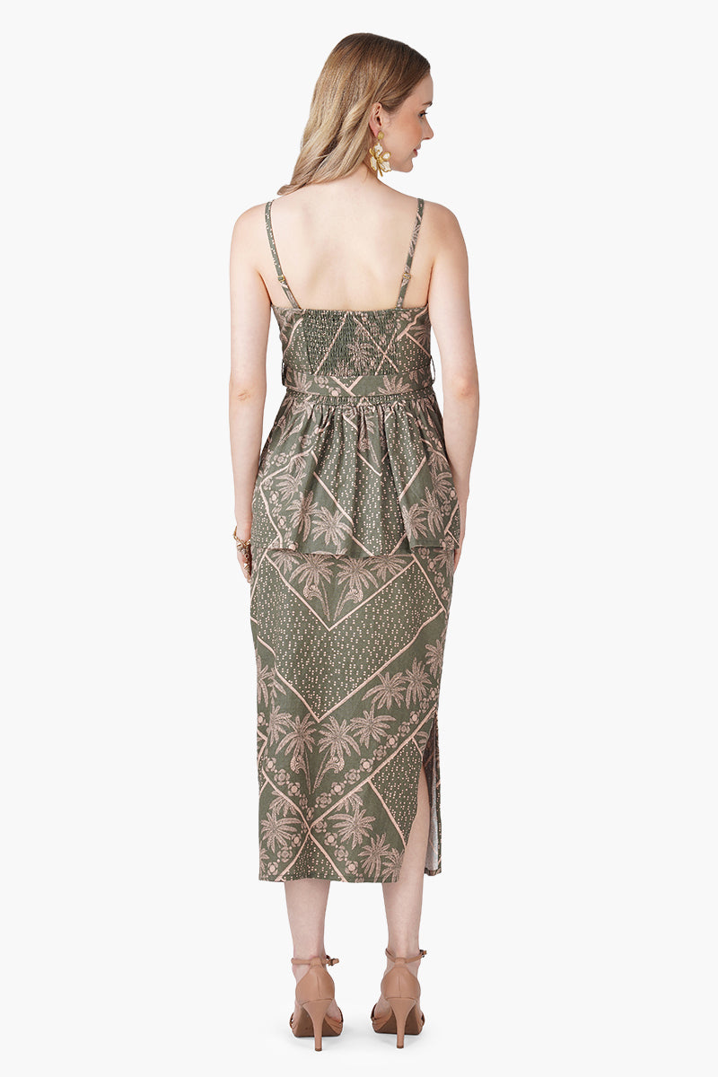 Set of 6 Green Paradise Palm Peplum Top (S, M & L)