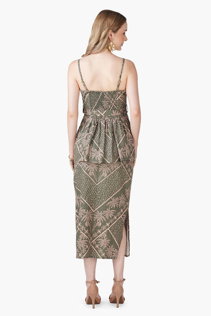 Set of 6 Green Paradise Palm Peplum Top (S, M & L)