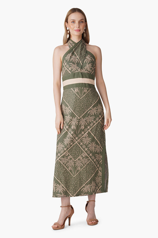 Set of 6 Green Paradise Palm Wrap Dress (S, M & L)