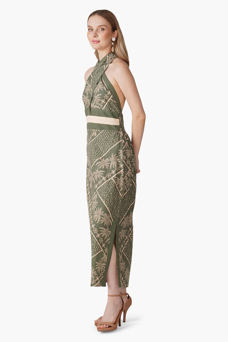 Set of 6 Green Paradise Palm Wrap Dress (S, M & L)