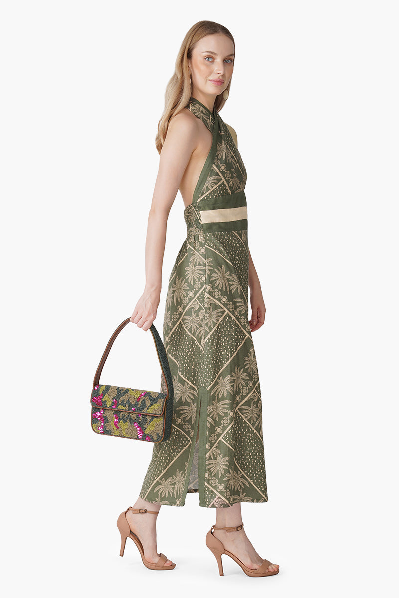 Set of 6 Green Paradise Palm Wrap Dress (S, M & L)