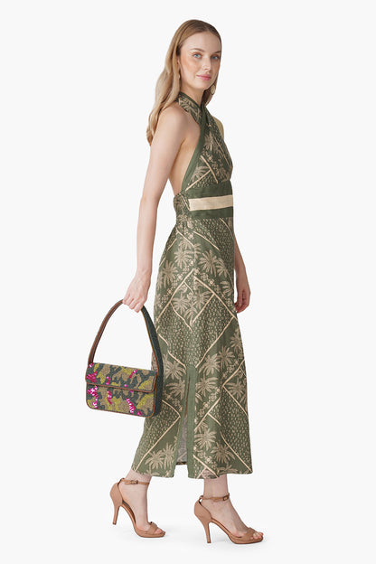Set of 6 Green Paradise Palm Wrap Dress (S, M & L)
