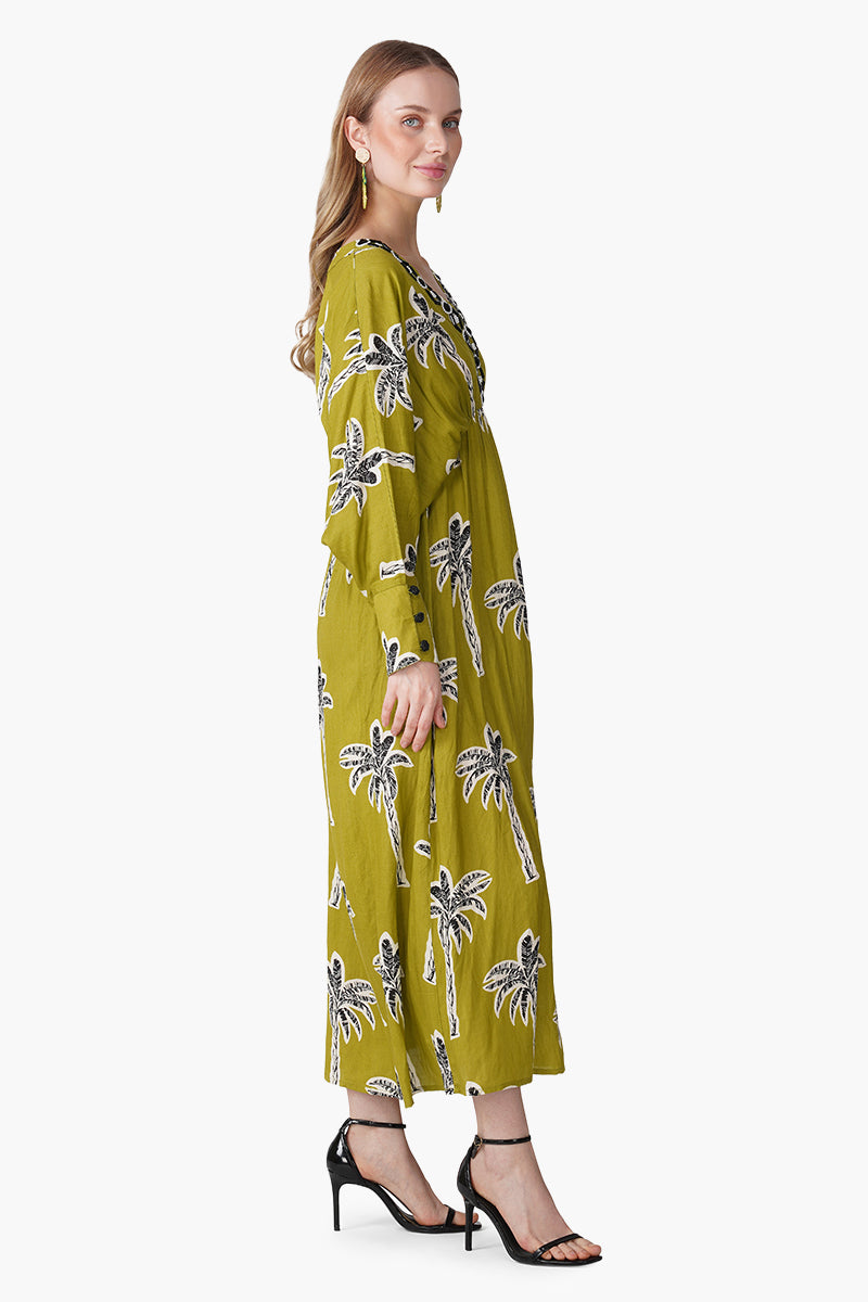 Set of 6 Green Bohemian Palm Printed Maxi Dress (S, M & L)