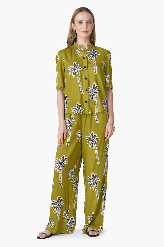 Set of 6 Green Bohemian Palm Printed Shirt (S, M & L)