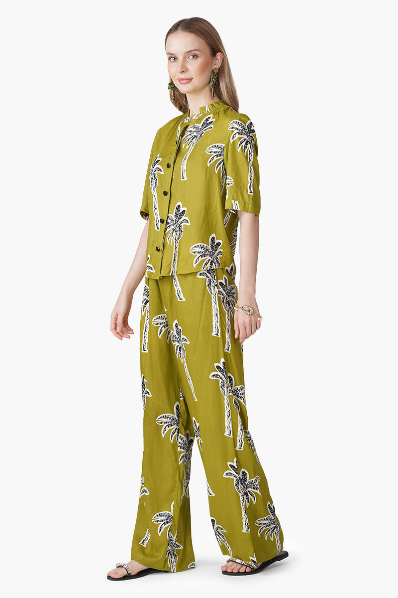 Set of 6 Green Bohemian Palm Printed Shirt (S, M & L)