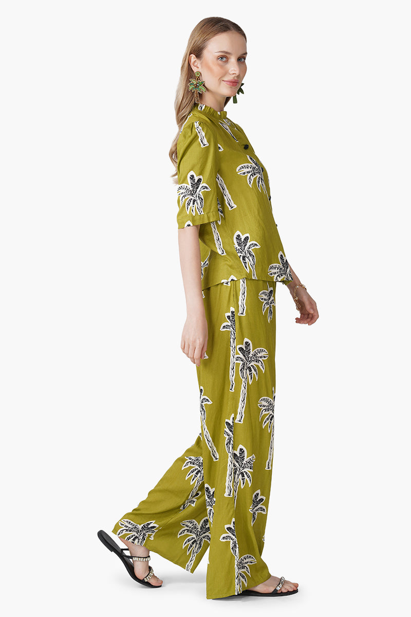 Set of 6 Green Bohemian Palm Printed Shirt (S, M & L)