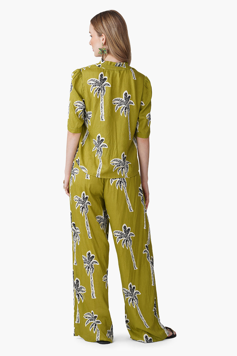 Set of 6 Green Bohemian Palm Printed Shirt (S, M & L)