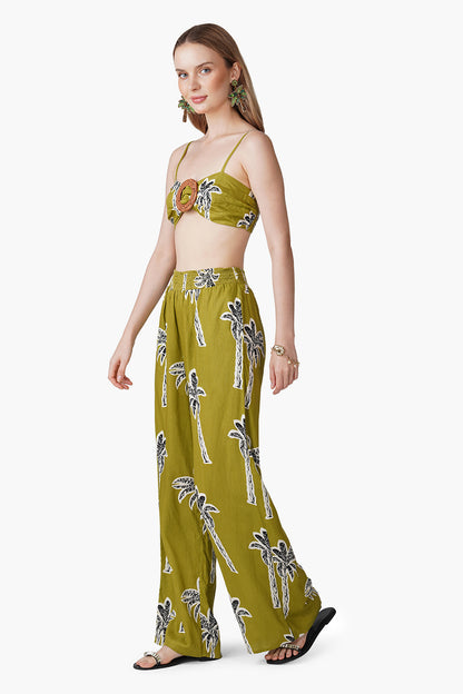Set of 6 Green Ohemian Palm Printed Crop Top (S, M & L)