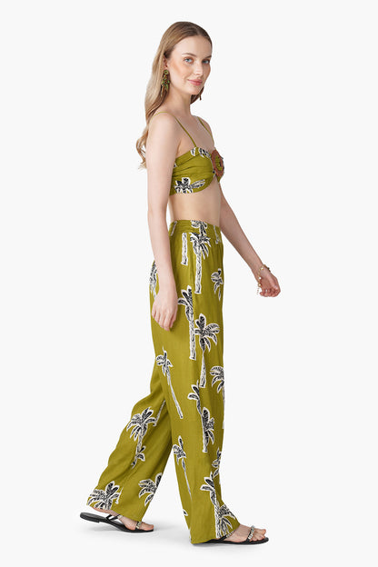Set of 6 Green Ohemian Palm Printed Crop Top (S, M & L)