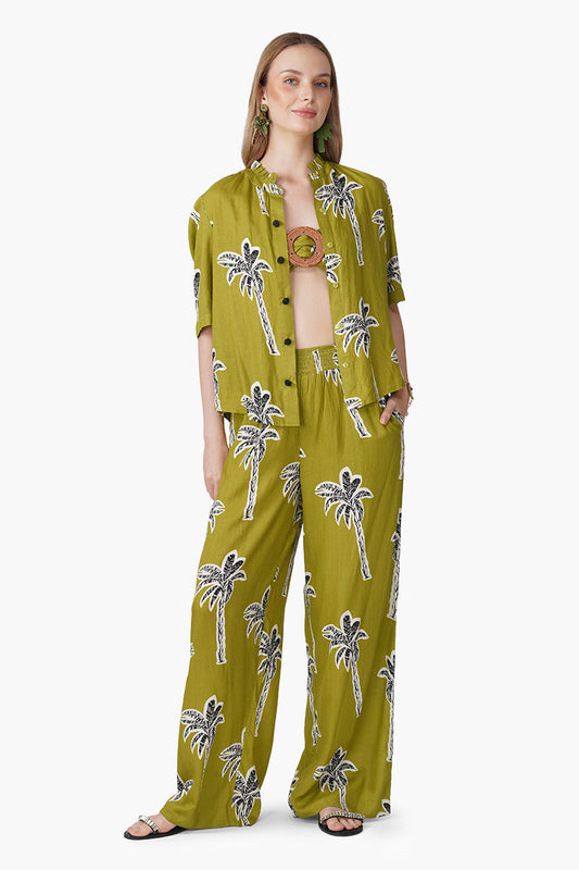 Set of 6 Green Bohemian Palm Printed Pants (S, M & L)