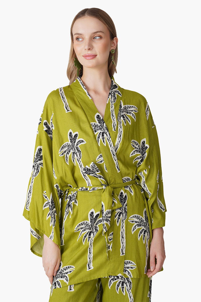 Set of 6 Green Bohemian Palm Printed Cover Up (S, M & L)