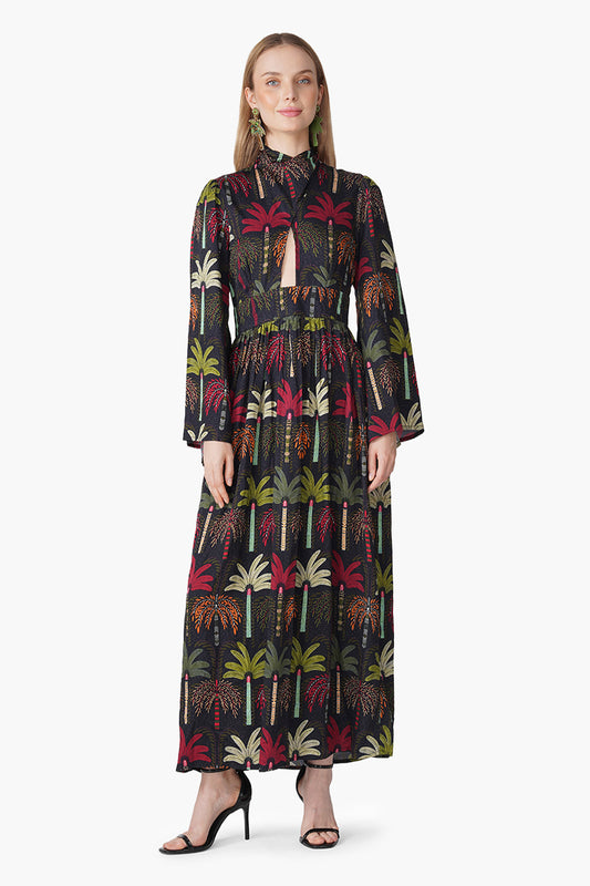 Set of 6 Multi Palm Rush Printed Maxi Dress (S, M & L)