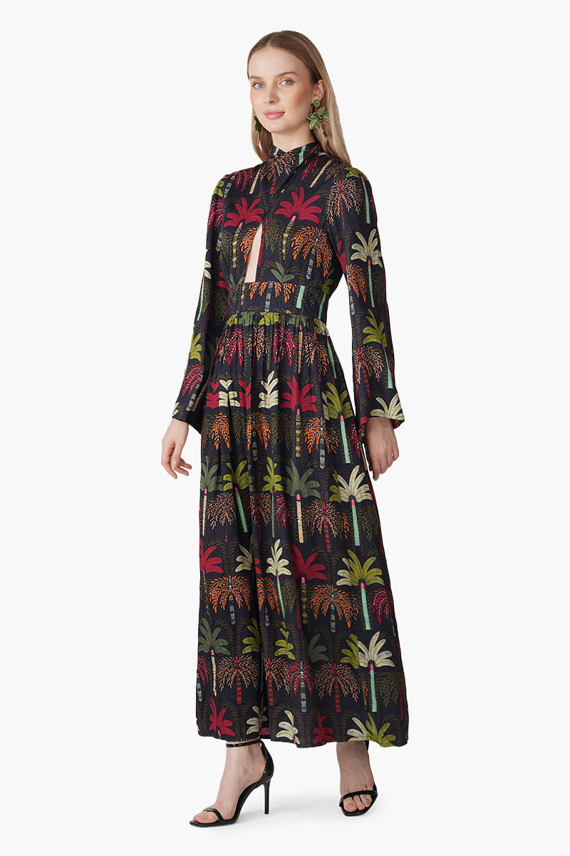 Set of 6 Multi Palm Rush Printed Maxi Dress (S, M & L)