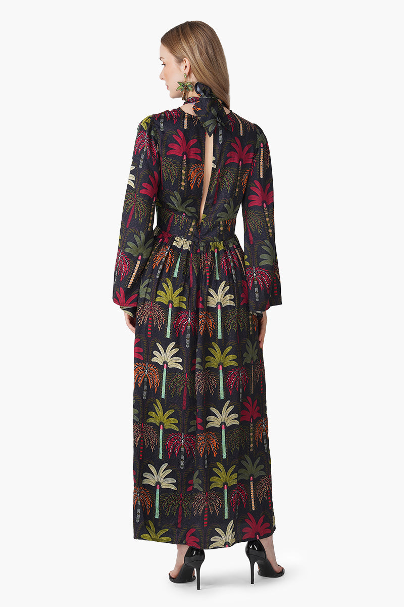 Set of 6 Multi Palm Rush Printed Maxi Dress (S, M & L)