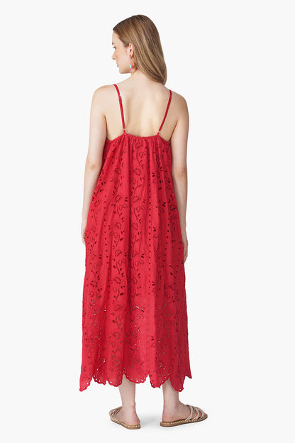 Set of 6 Ruby Red Schiffli Eyelet Dress (S, M & L)