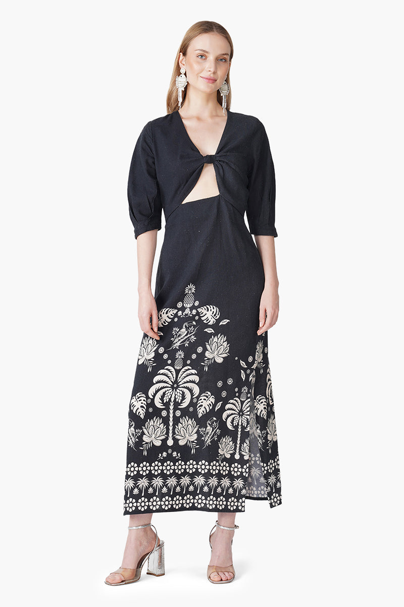 Set of 6 Modern Tropics Black And White Printed Maxi Dress (S, M & L)