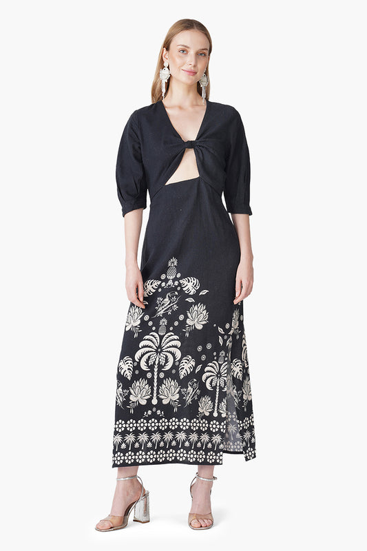 Set of 6 Modern Tropics Black And White Printed Maxi Dress (S, M & L)