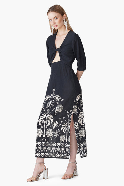 Set of 6 Modern Tropics Black And White Printed Maxi Dress (S, M & L)