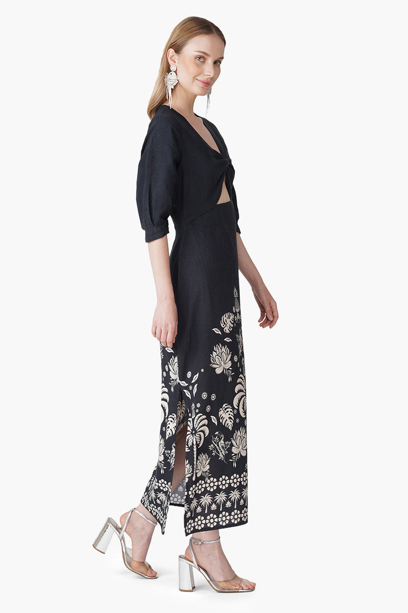Set of 6 Modern Tropics Black And White Printed Maxi Dress (S, M & L)