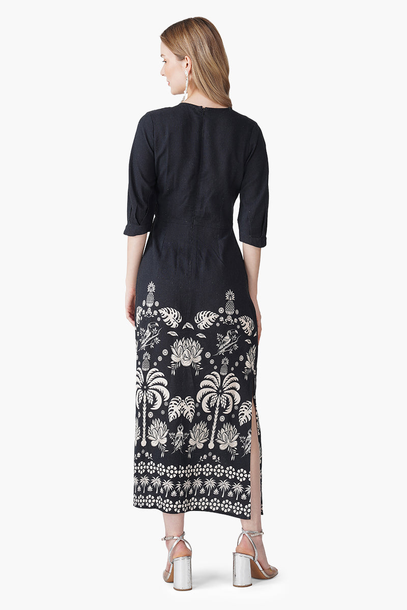 Set of 6 Modern Tropics Black And White Printed Maxi Dress (S, M & L)