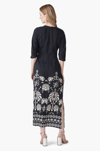 Set of 6 Modern Tropics Black And White Printed Maxi Dress (S, M & L)