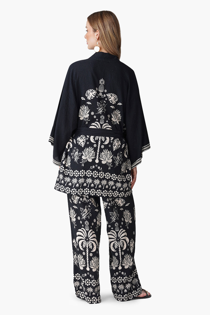 Set of 6 Modern Tropics Black And White Printed Cover Up (S, M & L)