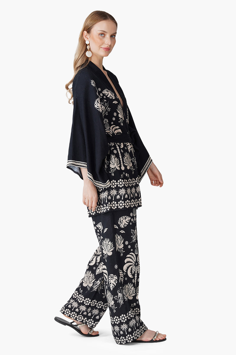 Set of 6 Modern Tropics Black And White Printed Cover Up (S, M & L)