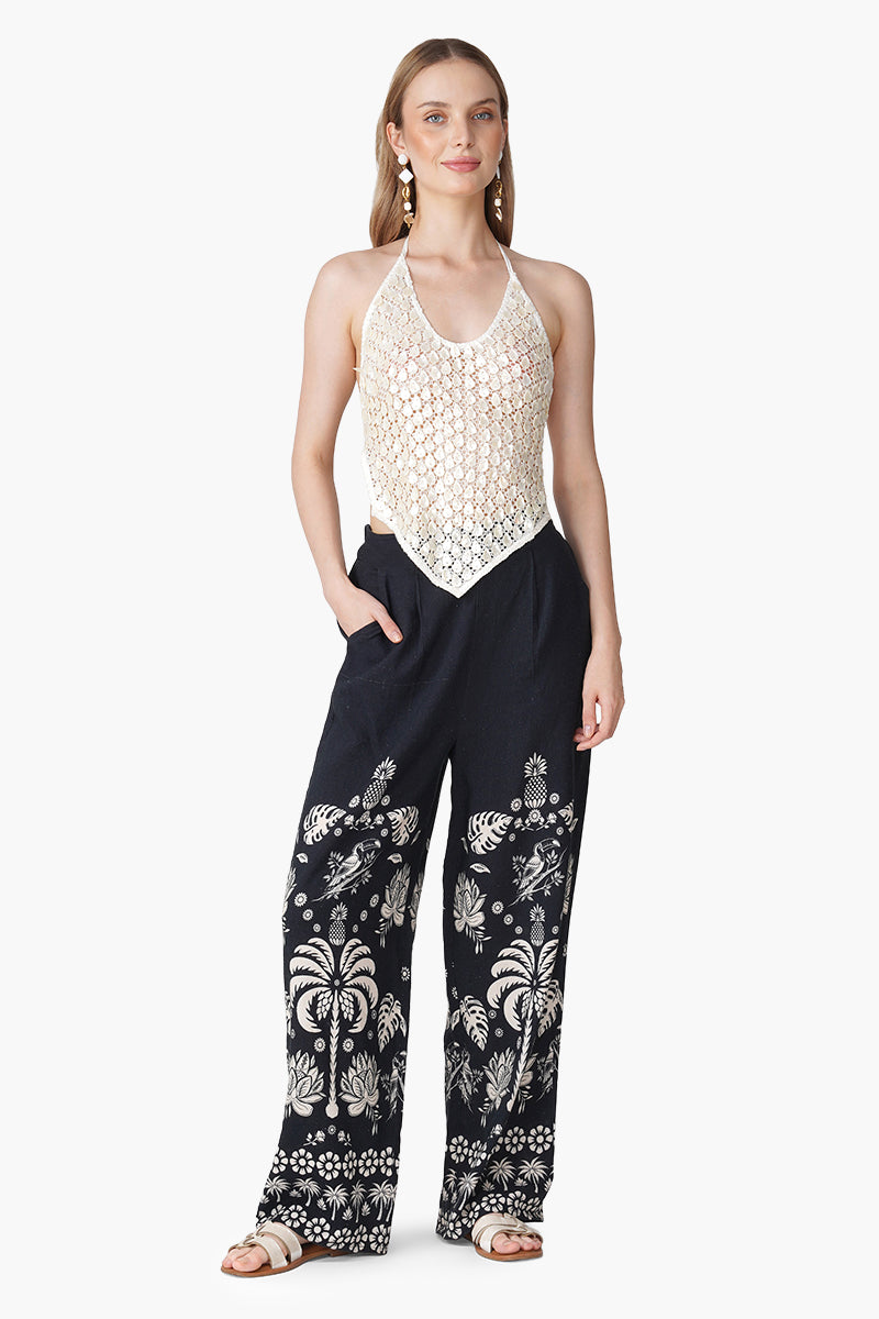 Set of 6 Modern Tropics Black And White Printed Pants (S, M & L)