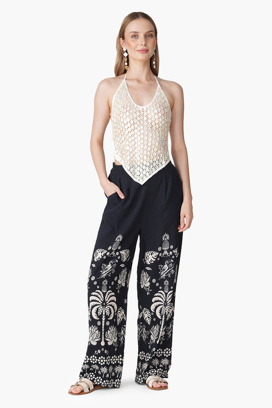 Set of 6 Modern Tropics Black And White Printed Pants (S, M & L)