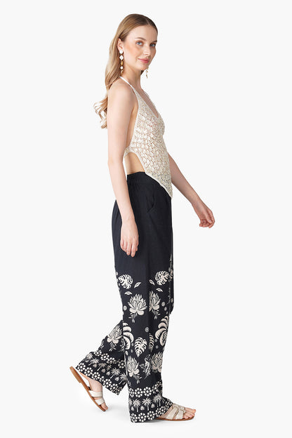 Set of 6 Modern Tropics Black And White Printed Pants (S, M & L)