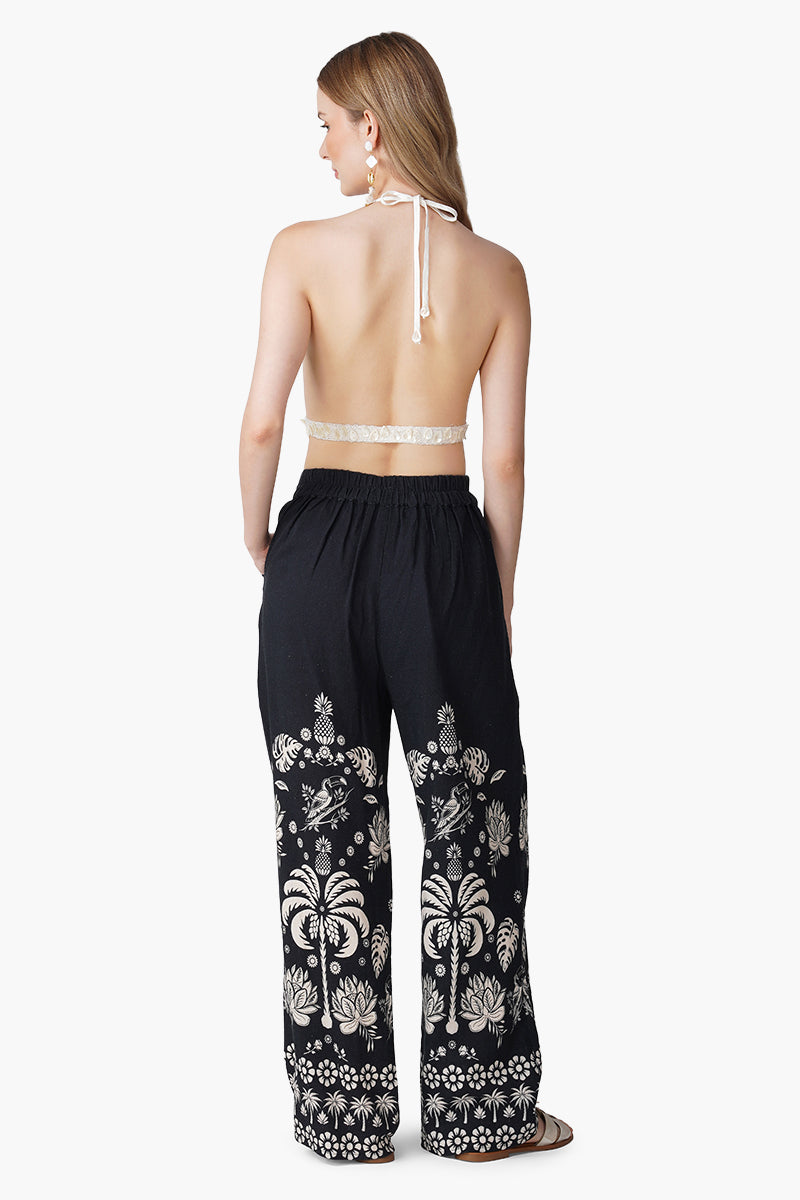 Set of 6 Modern Tropics Black And White Printed Pants (S, M & L)