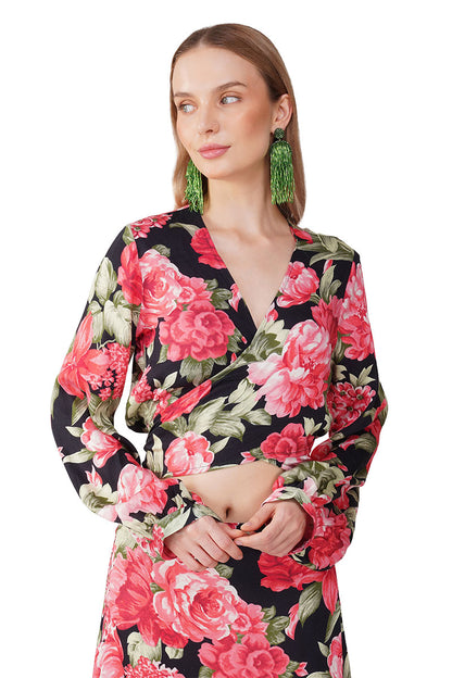 Set of 6 Red Garden Romance Wrap Top (S, M & L)