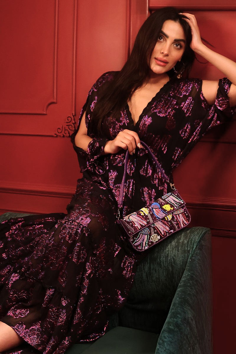 Set of 6 Starlit Orchid Lurex Eve Maxi Dress (S, M & L)