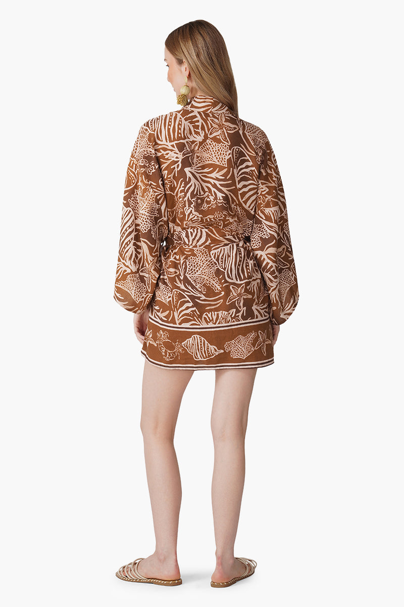 Set of 6 Mocha Tide Shell Printed Cover Up (S, M & L)