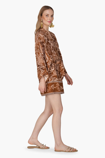 Set of 6 Mocha Tide Shell Printed Cover Up (S, M & L)
