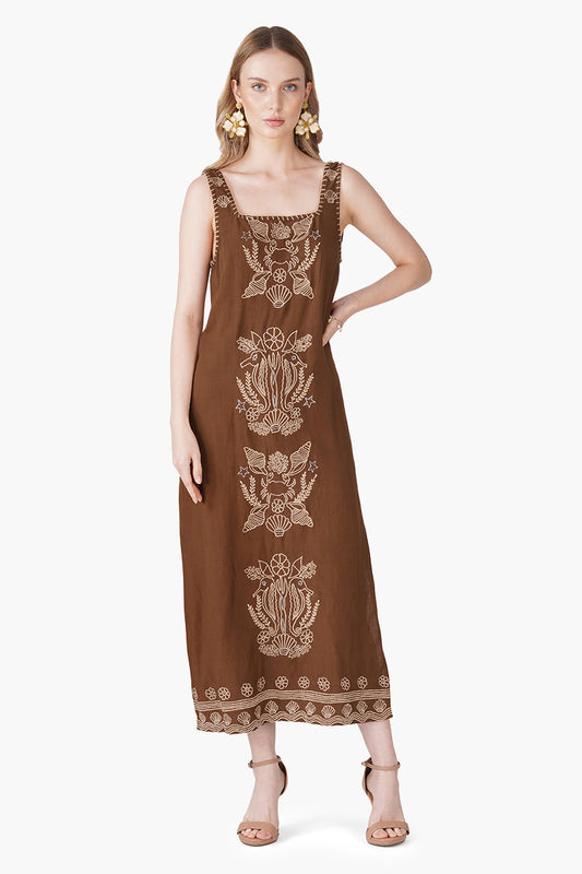 Set of 6 Warm Mocha Shell Embroidered Dress (S, M & L)
