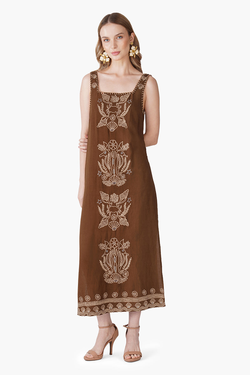 Set of 6 Warm Mocha Shell Embroidered Dress (S, M & L)