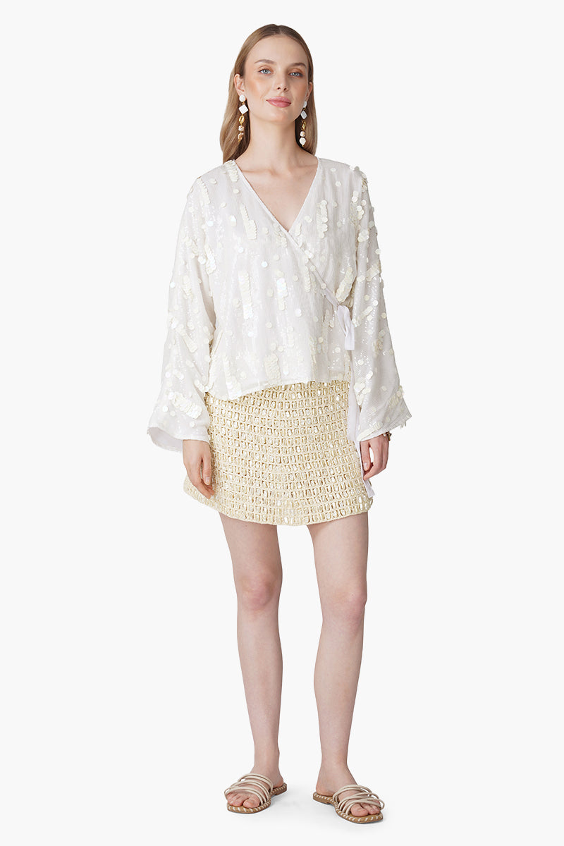Set of 6 Radiant Ivory Sequence Coin Embellished Baggy Shirt (S, M & L)